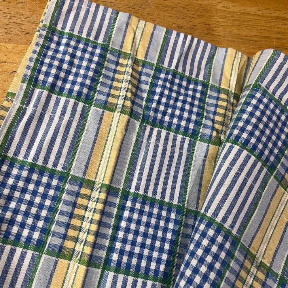 Waverly Valley Lake Plaid Gingham Valance Blue Yellow 82x16 Cottagecore